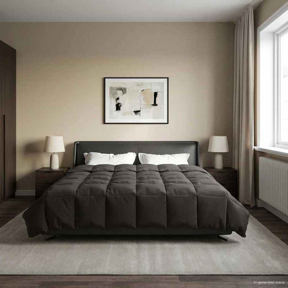 Produktbild för Sommar Duvet Quiltad Antracit 200 x 200 cm Mikrofiber