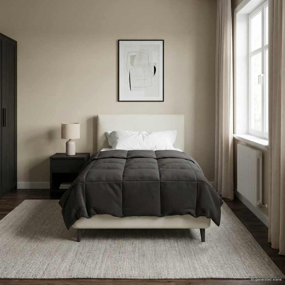 Produktbild för Sommar Duvet Quiltad Antracit 140 x 220 cm Mikrofiber