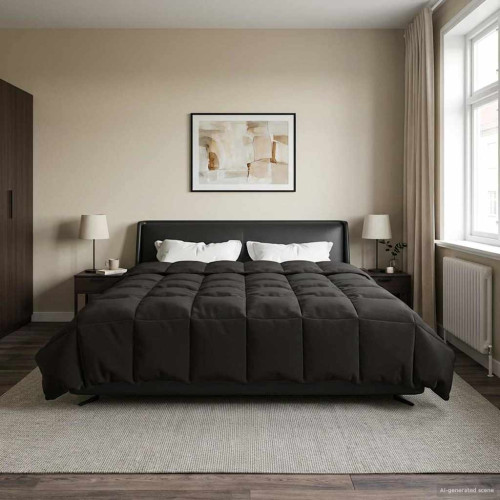 vidaXL Sommar Duvet Quiltad Antracit 200 x 220 cm Mikrofiber