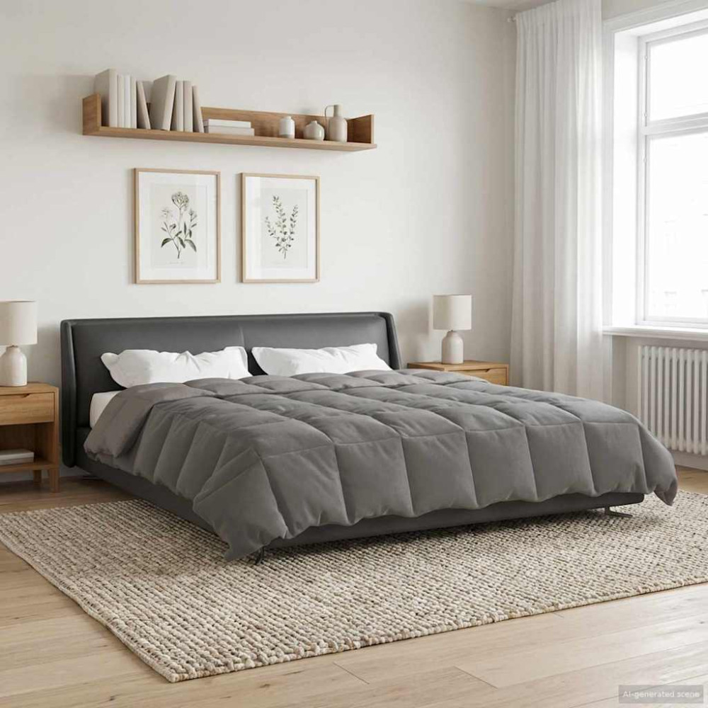 Produktbild för Sommar Duvet Quiltad Ljusgrå 200 x 240 cm Mikrofiber
