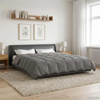 Produktbild för Sommar Duvet Quiltad Ljusgrå 200 x 240 cm Mikrofiber