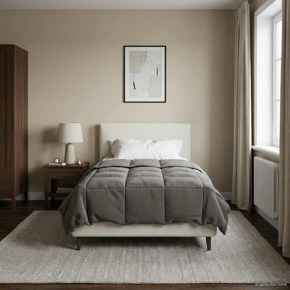 Produktbild för Sommar Duvet Quiltad Ljusgrå 135 x 220 cm Mikrofiber