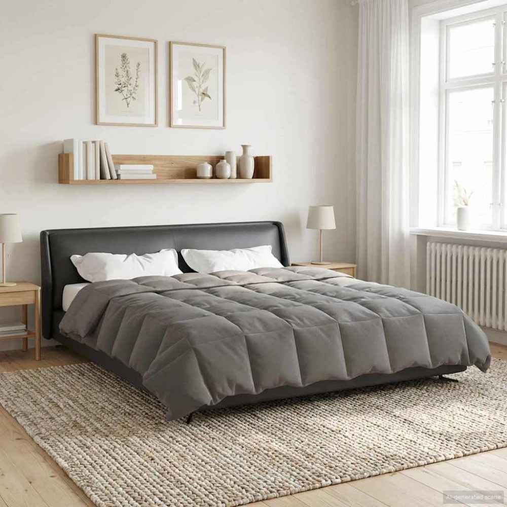 Produktbild för Sommar Duvet Quiltad Ljusgrå 200 x 220 cm Mikrofiber