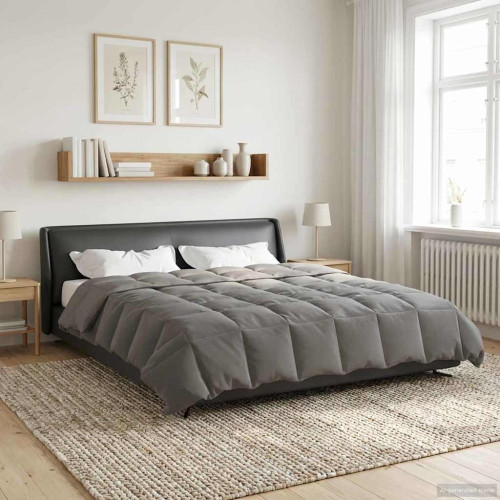 vidaXL Sommar Duvet Quiltad Ljusgrå 200 x 220 cm Mikrofiber