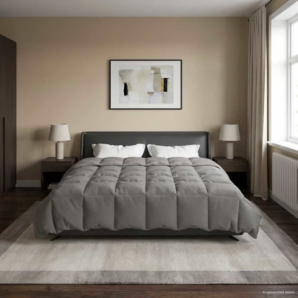 Produktbild för Sommar Duvet Quiltad Ljusgrå 220 x 240 cm Mikrofiber