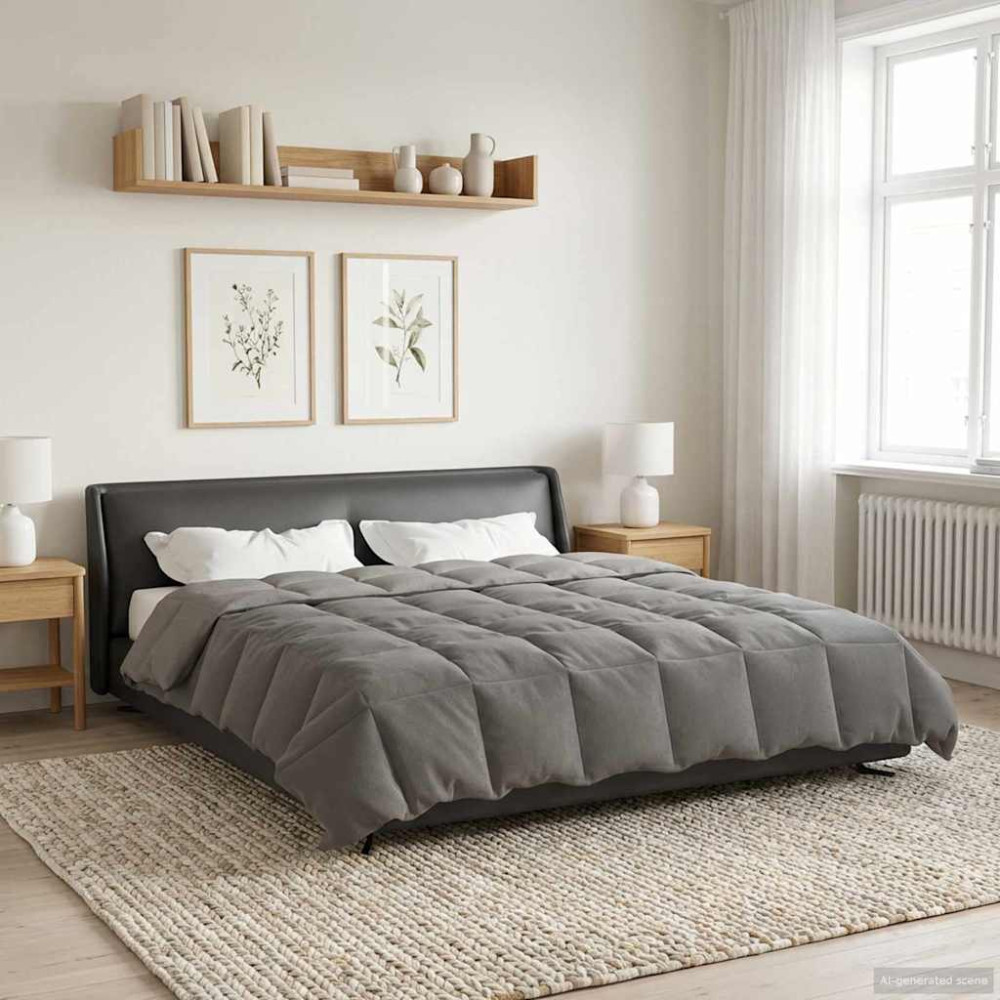 Produktbild för Sommar Duvet Quiltad Ljusgrå 220 x 240 cm Mikrofiber