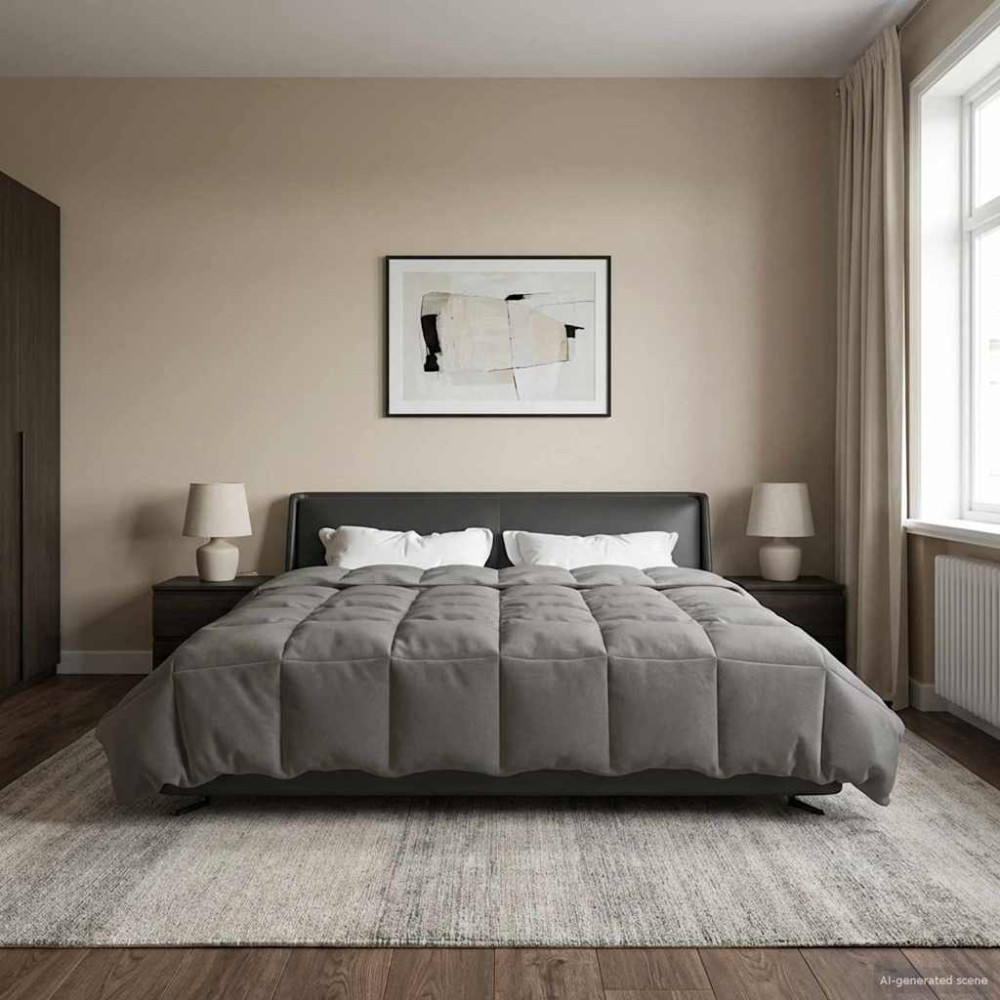 Produktbild för Sommar Duvet Quiltad Ljusgrå 220 x 260 cm Mikrofiber