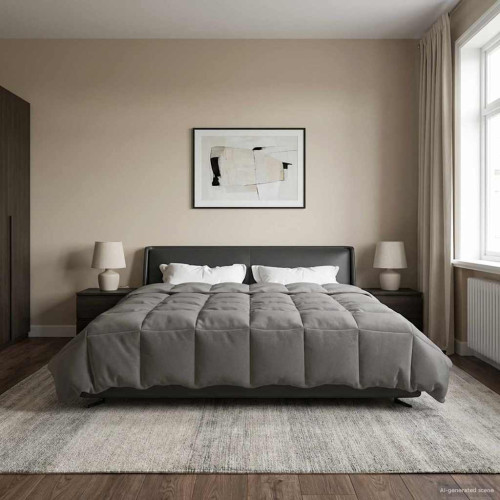 vidaXL Sommar Duvet Quiltad Ljusgrå 220 x 260 cm Mikrofiber