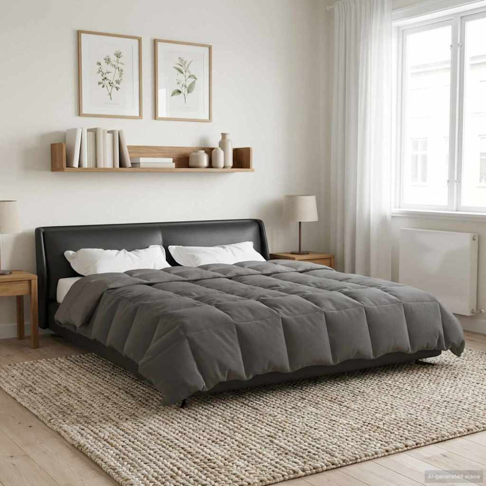 Produktbild för Sommar Duvet Quiltad Ljusgrå 220 x 260 cm Mikrofiber