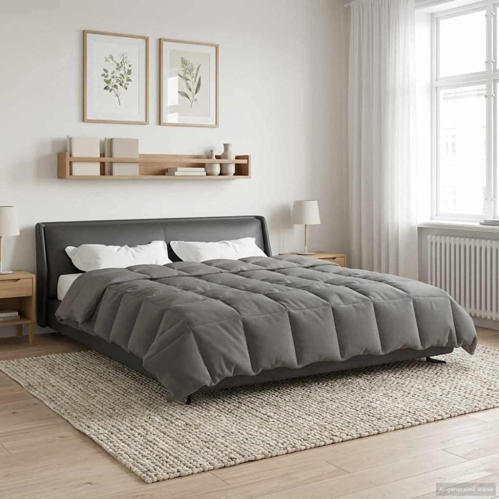 Produktbild för Sommar Duvet Quiltad Ljusgrå 240 x 260 cm Mikrofiber