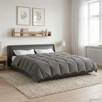 Produktbild för Sommar Duvet Quiltad Ljusgrå 240 x 260 cm Mikrofiber