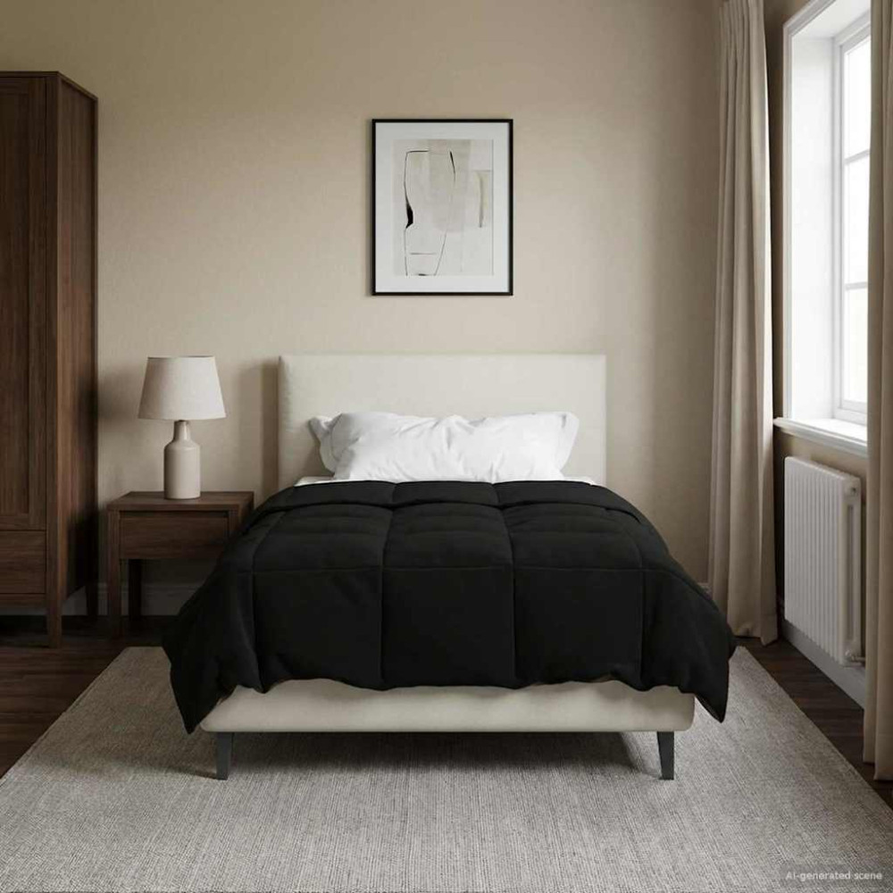 Produktbild för Sommar Duvet Quiltad Svart 140 x 200 cm Mikrofiber