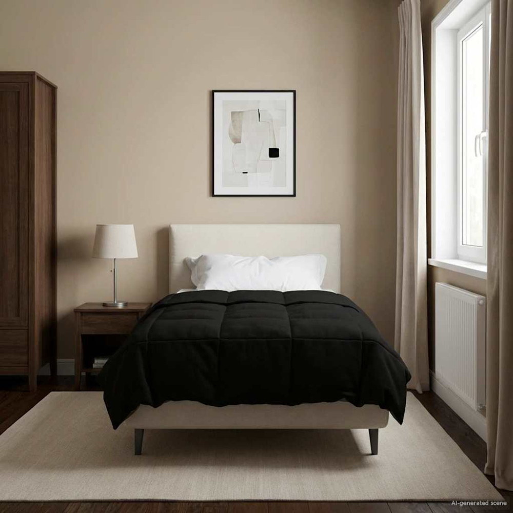 Produktbild för Sommar Duvet Quiltad Svart 155 x 200 cm Mikrofiber
