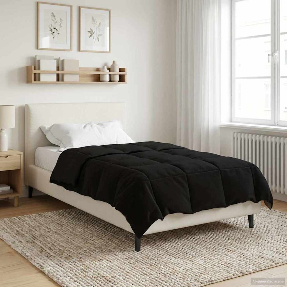 Produktbild för Sommar Duvet Quiltad Svart 155 x 200 cm Mikrofiber