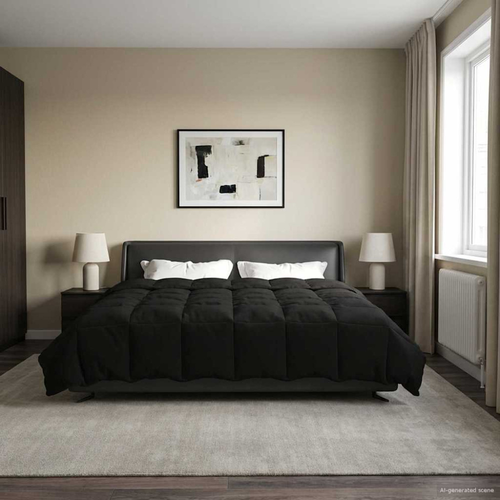 Produktbild för Sommar Duvet Quiltad Svart 200 x 200 cm Mikrofiber