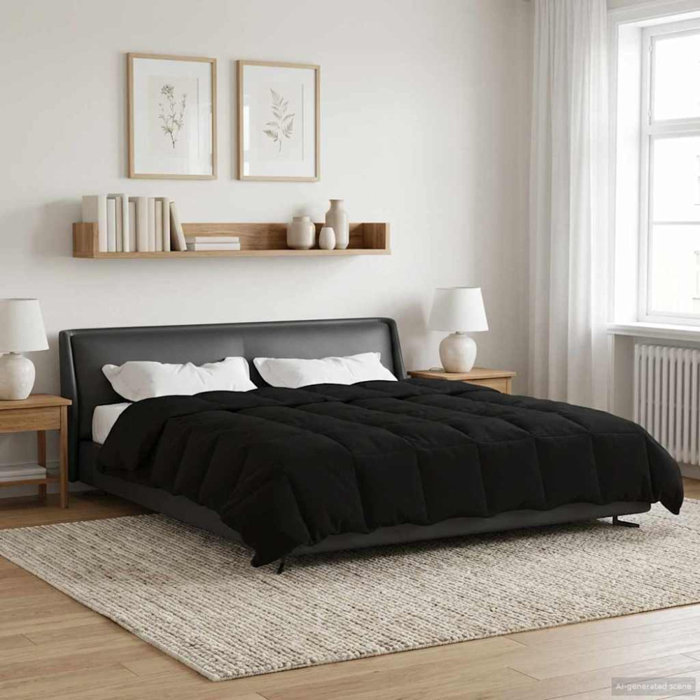 Produktbild för Sommar Duvet Quiltad Svart 200 x 200 cm Mikrofiber