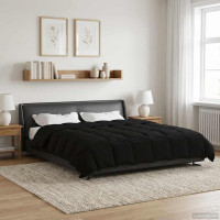 Produktbild för Sommar Duvet Quiltad Svart 200 x 200 cm Mikrofiber