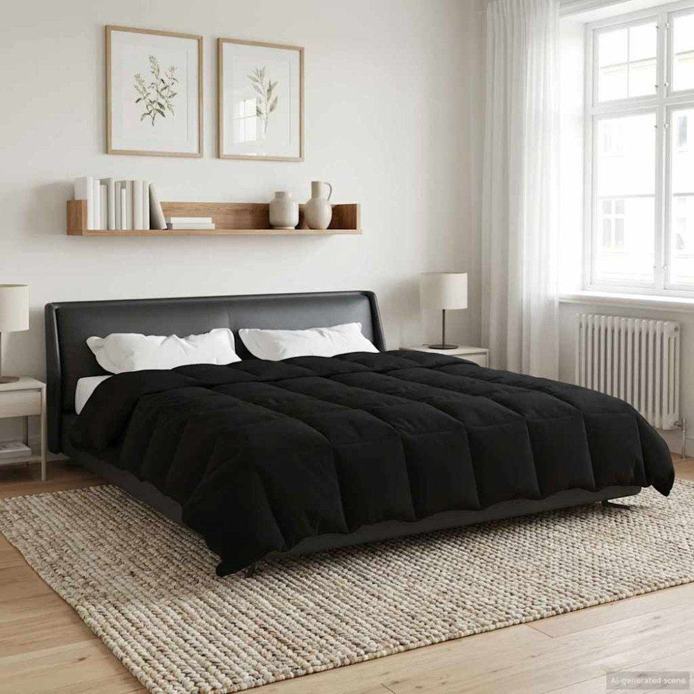 Produktbild för Sommar Duvet Quiltad Svart 200 x 240 cm Mikrofiber