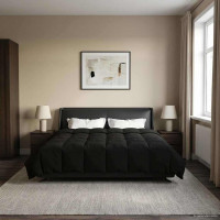 Produktbild för Sommar Duvet Quiltad Svart 200 x 240 cm Mikrofiber