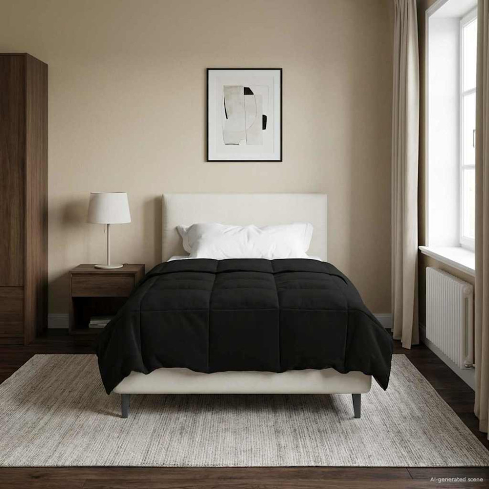 Produktbild för Sommar Duvet Quiltad Svart 135 x 220 cm Mikrofiber