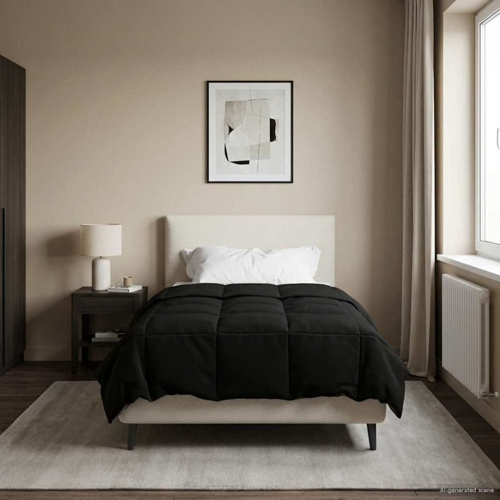 Produktbild för Sommar Duvet Quiltad Svart 140 x 220 cm Mikrofiber