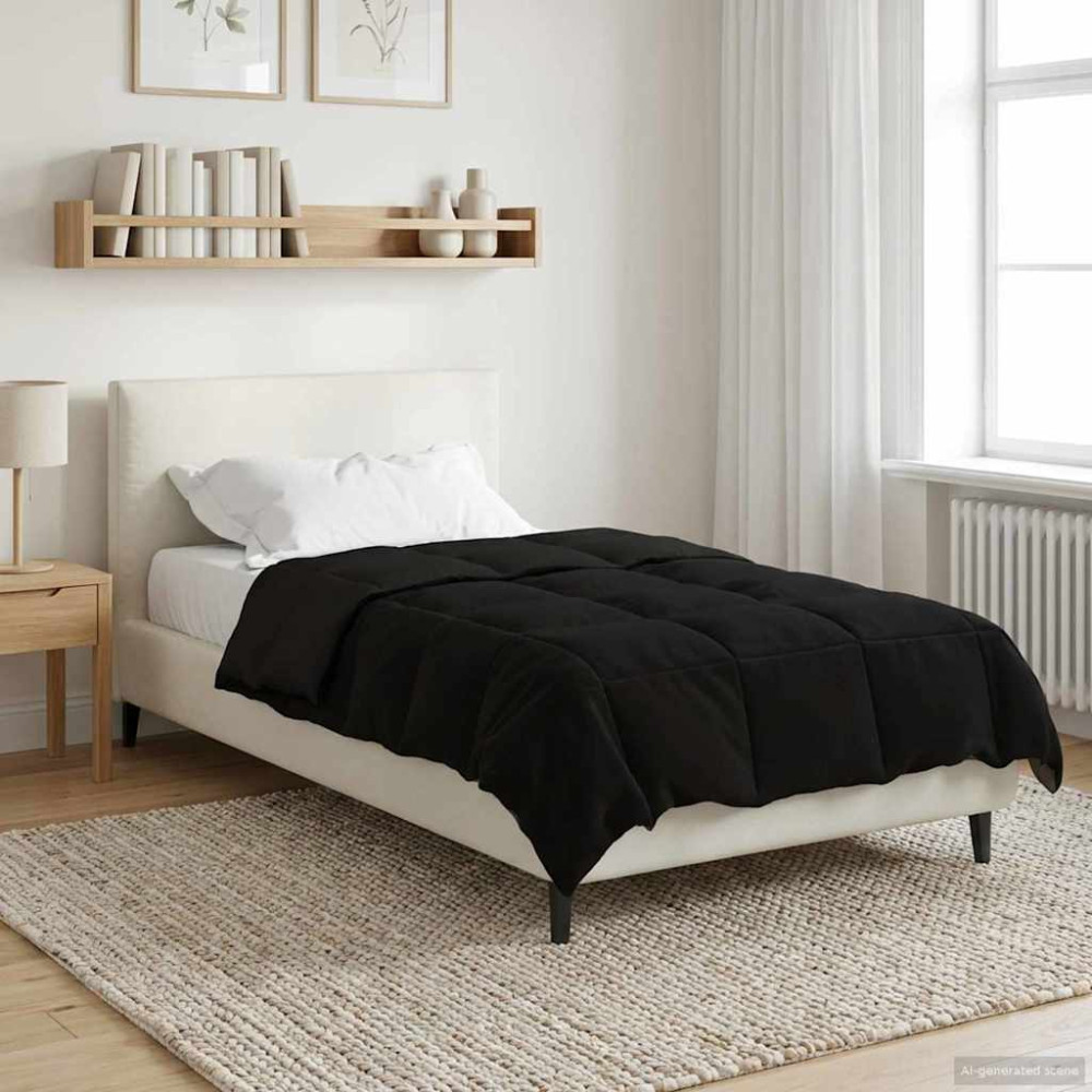 Produktbild för Sommar Duvet Quiltad Svart 140 x 220 cm Mikrofiber