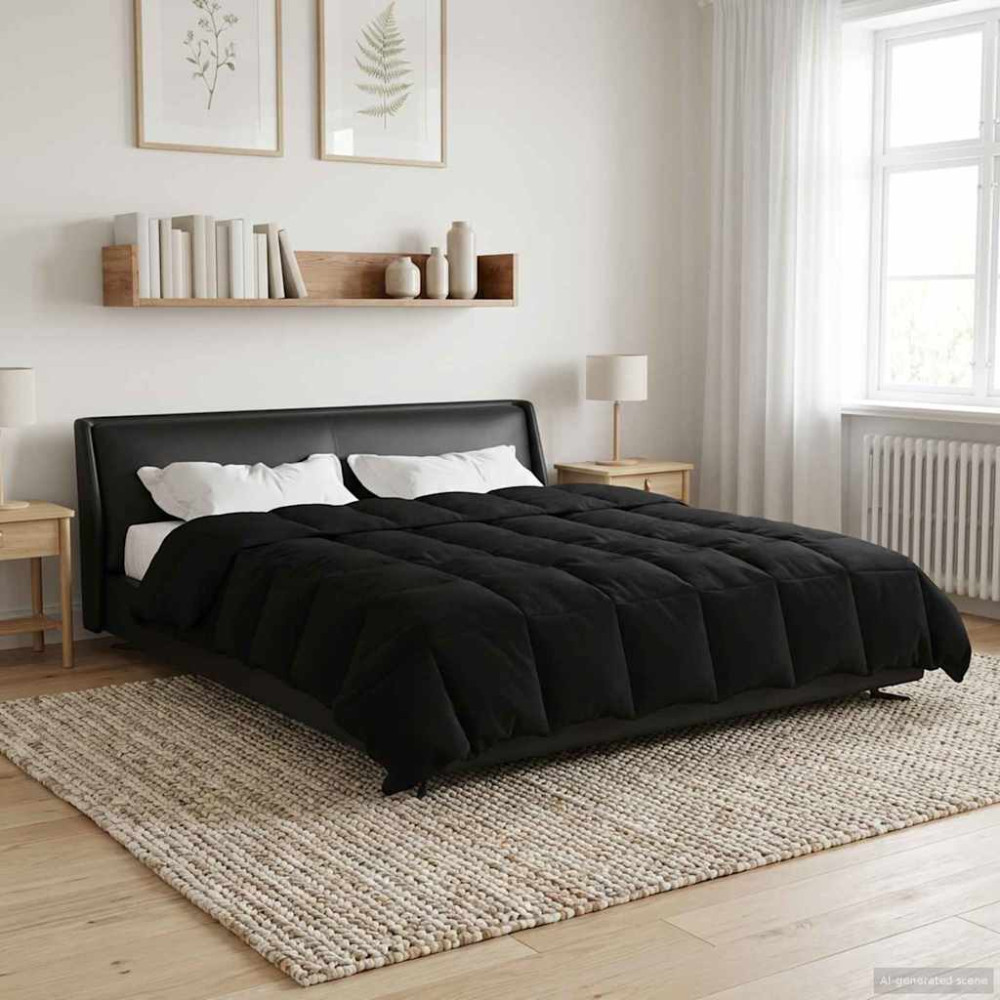 Produktbild för Sommar Duvet Quiltad Svart 200 x 220 cm Mikrofiber