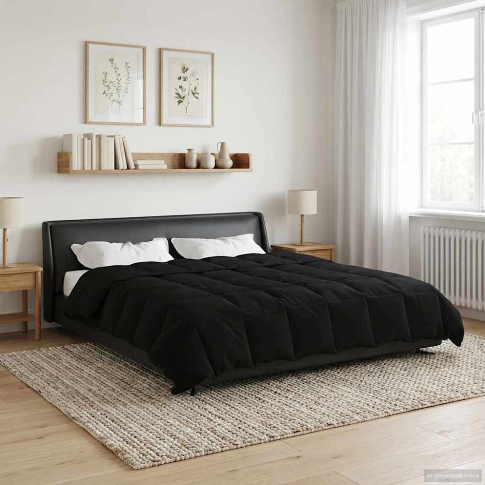 Produktbild för Sommar Duvet Quiltad Svart 220 x 240 cm Mikrofiber