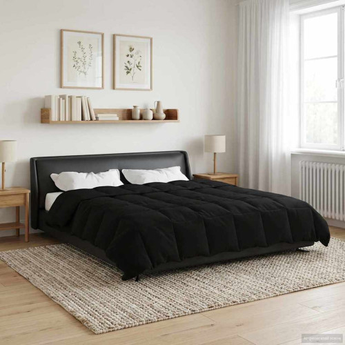 vidaXL Sommar Duvet Quiltad Svart 220 x 240 cm Mikrofiber