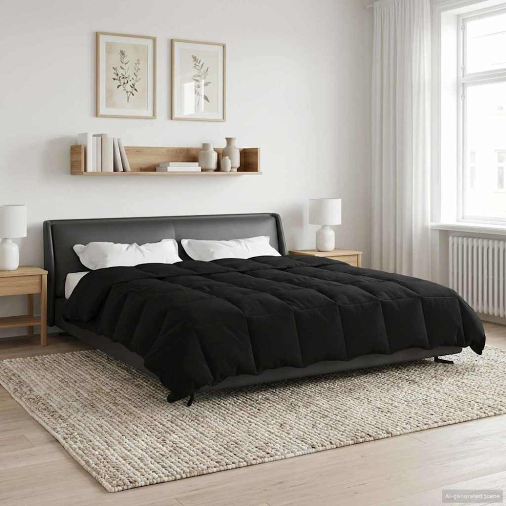 Produktbild för Sommar Duvet Quiltad Svart 240 x 260 cm Mikrofiber