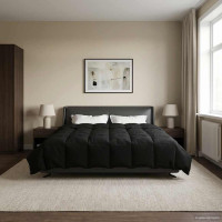 Produktbild för Sommar Duvet Quiltad Svart 240 x 260 cm Mikrofiber