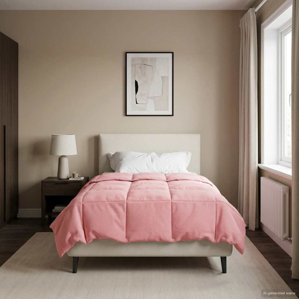 Produktbild för Sommar Duvet Quiltad Rosa 140 x 200 cm Mikrofiber