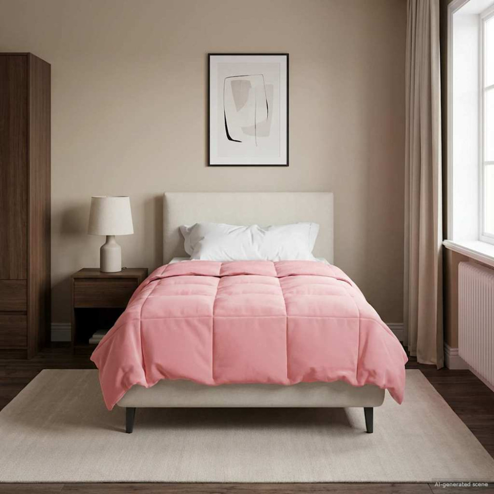 Produktbild för Sommar Duvet Quiltad Rosa 135 x 220 cm Mikrofiber