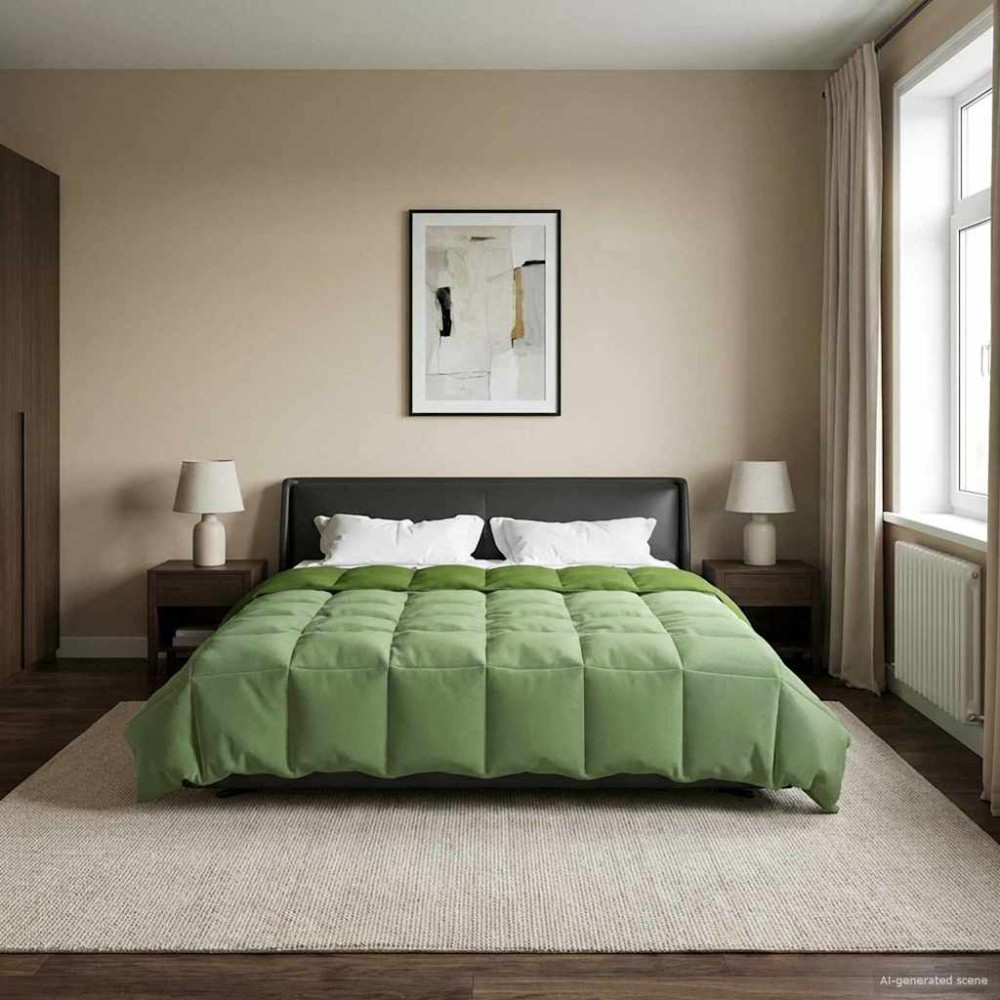 Produktbild för Sommar Duvet Quiltad Grön 200 x 200 cm Mikrofiber