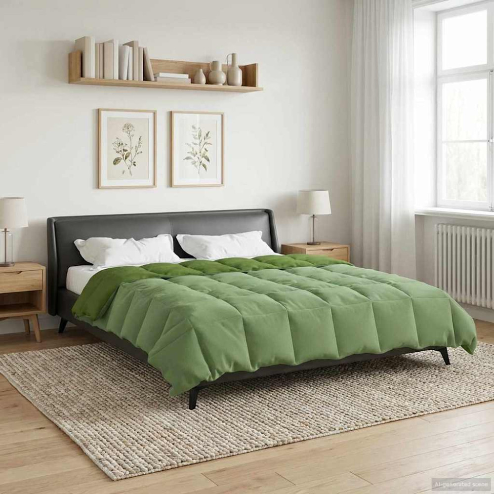 Produktbild för Sommar Duvet Quiltad Grön 200 x 240 cm Mikrofiber