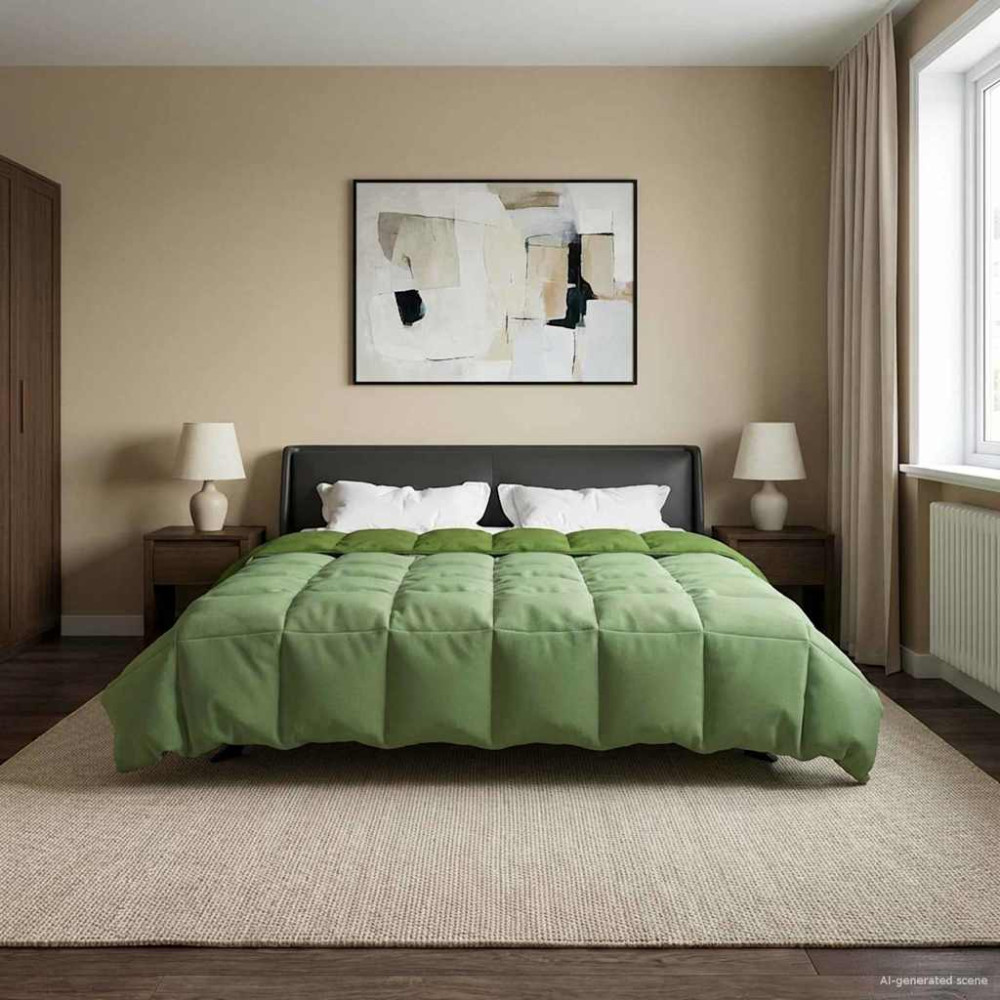 Produktbild för Sommar Duvet Quiltad Grön 200 x 220 cm Mikrofiber