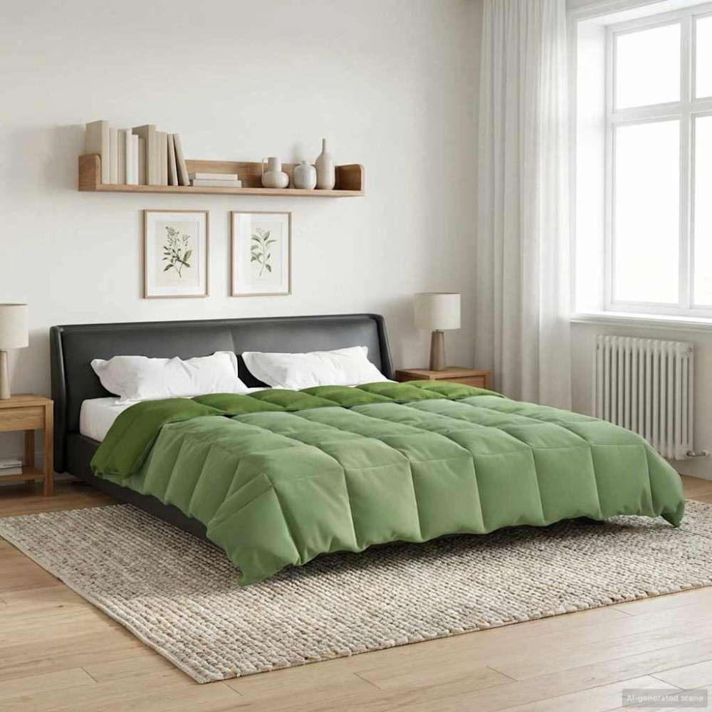Produktbild för Sommar Duvet Quiltad Grön 220 x 240 cm Mikrofiber