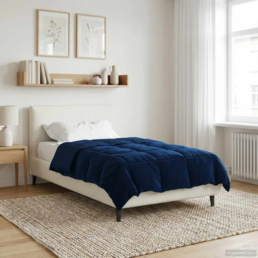 Produktbild för Sommar Duvet Quiltad Mörkblå 135 x 200 cm Mikrofiber