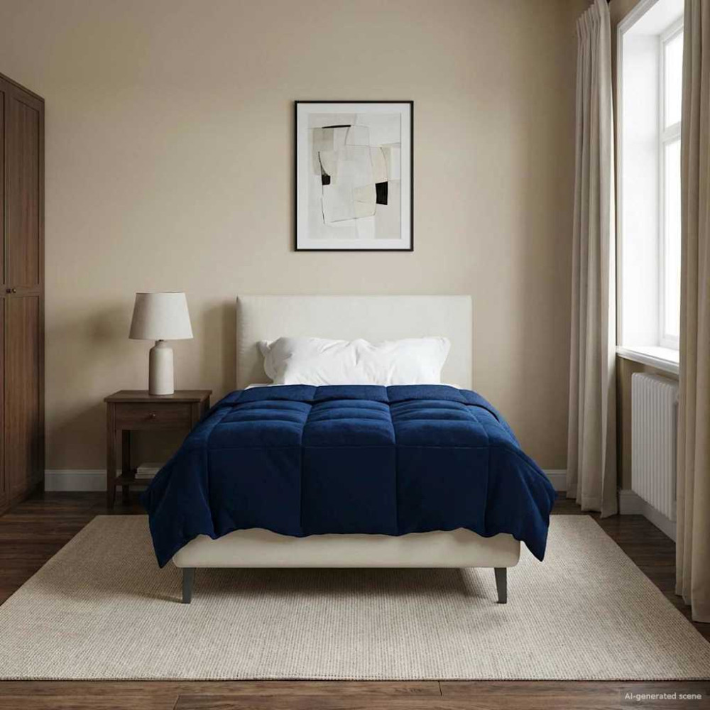 Produktbild för Sommar Duvet Quiltad Mörkblå 140 x 200 cm Mikrofiber