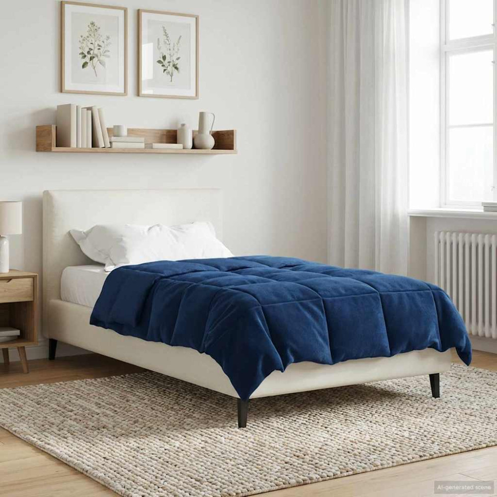 Produktbild för Sommar Duvet Quiltad Mörkblå 140 x 200 cm Mikrofiber