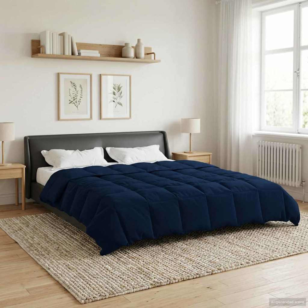Produktbild för Sommar Duvet Quiltad Mörkblå 200 x 200 cm Mikrofiber