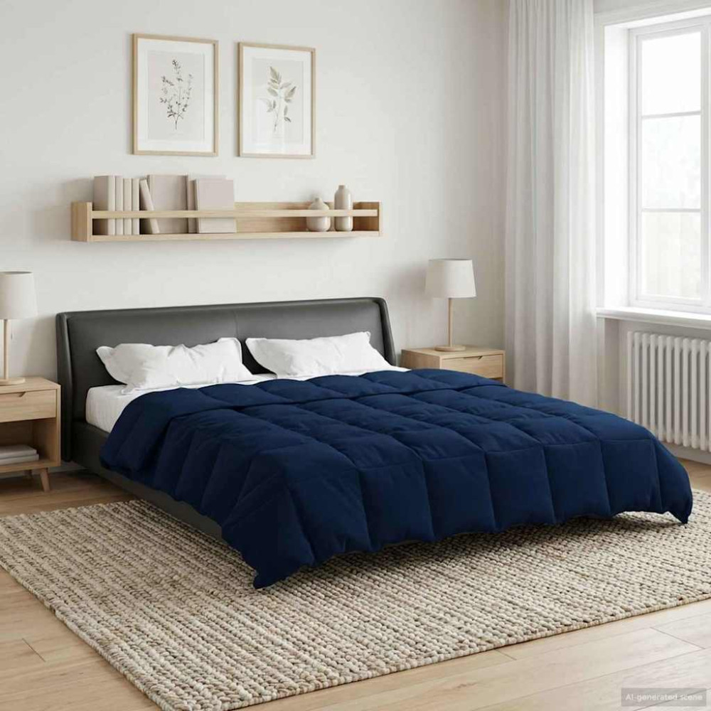Produktbild för Sommar Duvet Quiltad Mörkblå 200 x 240 cm Mikrofiber