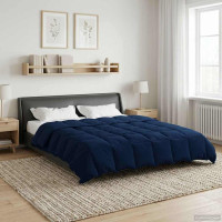 Produktbild för Sommar Duvet Quiltad Mörkblå 200 x 240 cm Mikrofiber