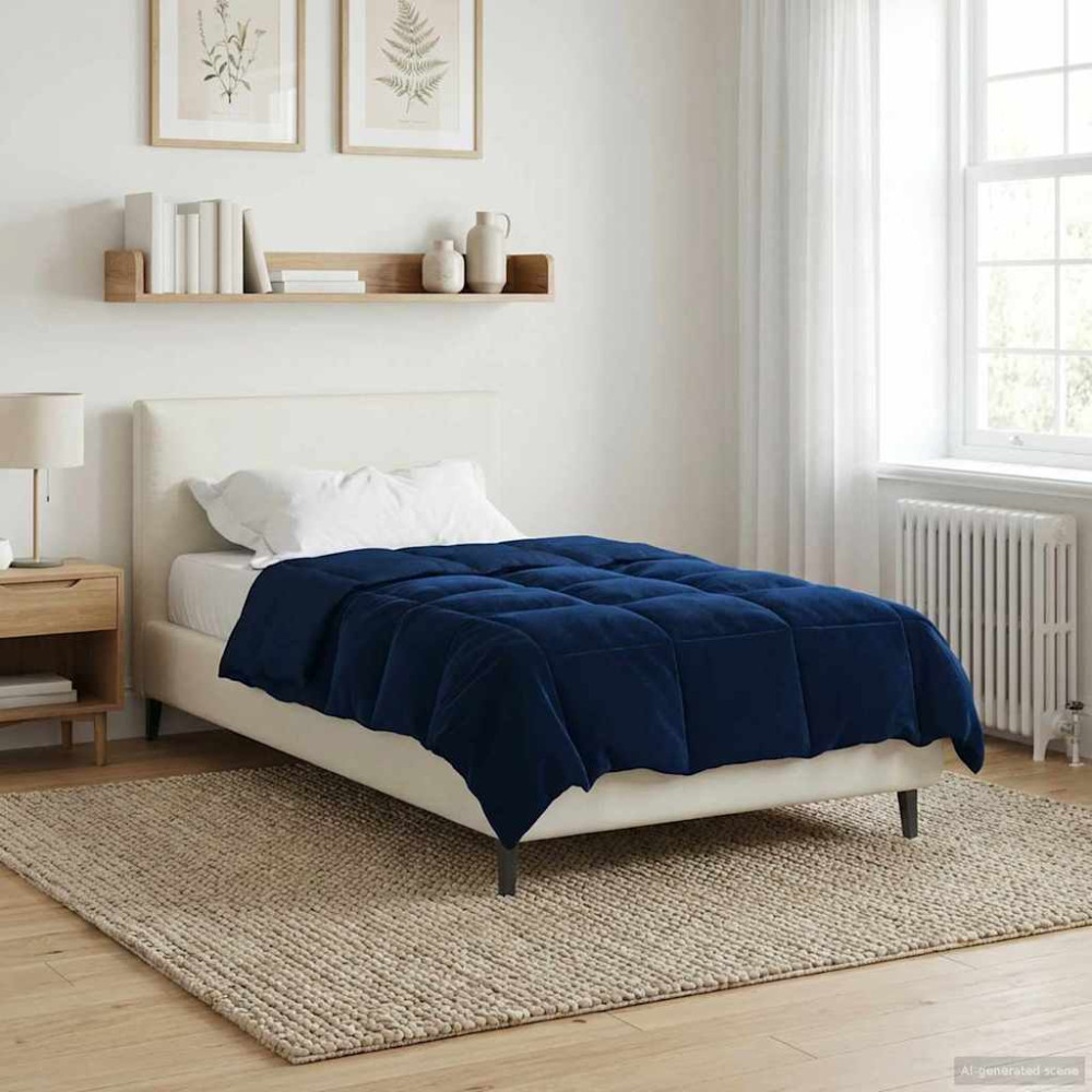 Produktbild för Sommar Duvet Quiltad Mörkblå 140 x 220 cm Mikrofiber
