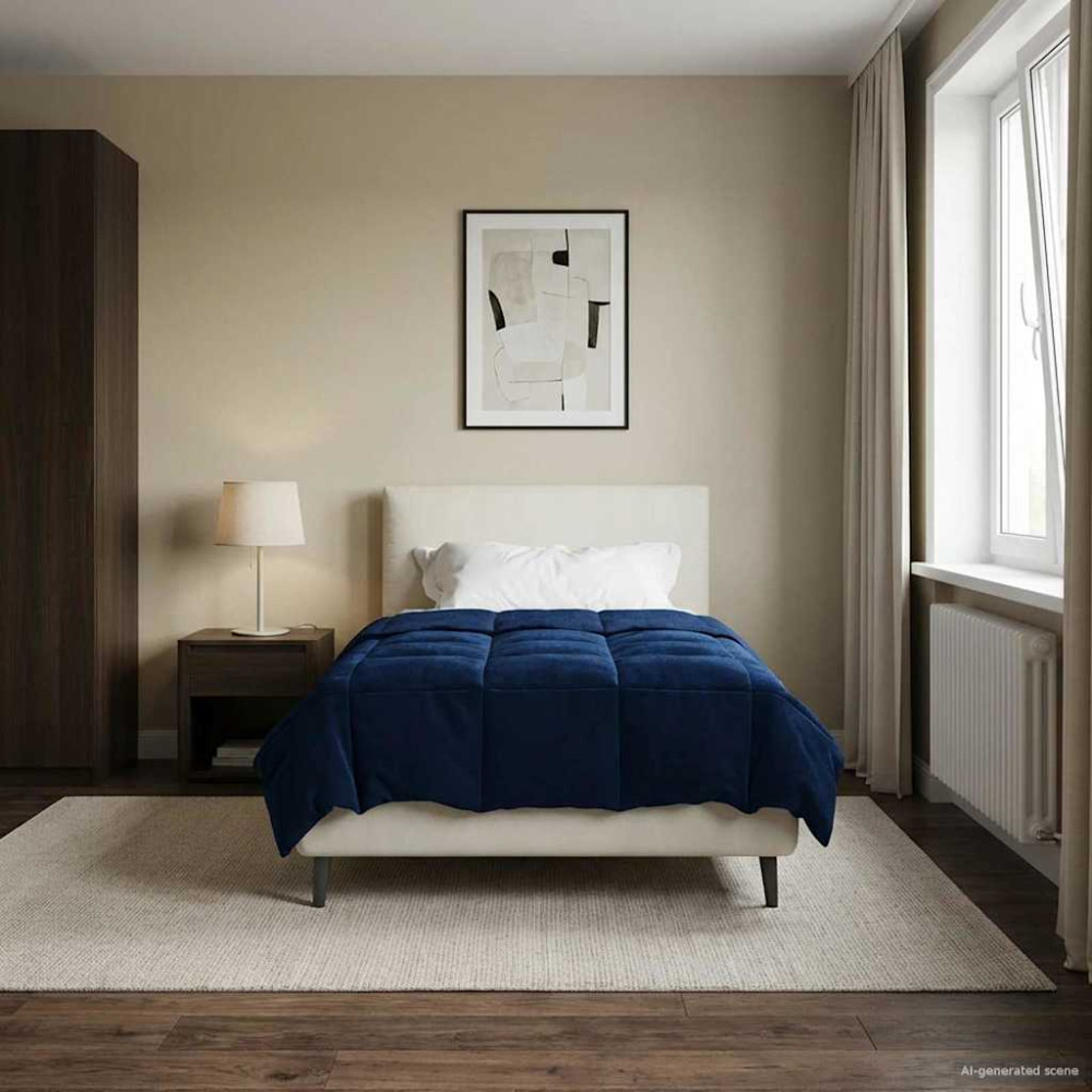 Produktbild för Sommar Duvet Quiltad Mörkblå 140 x 220 cm Mikrofiber