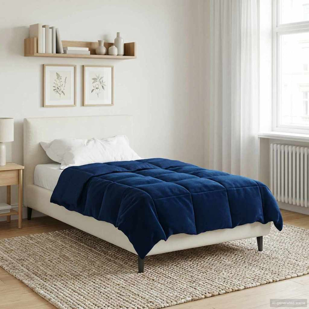Produktbild för Sommar Duvet Quiltad Mörkblå 155 x 220 cm Mikrofiber