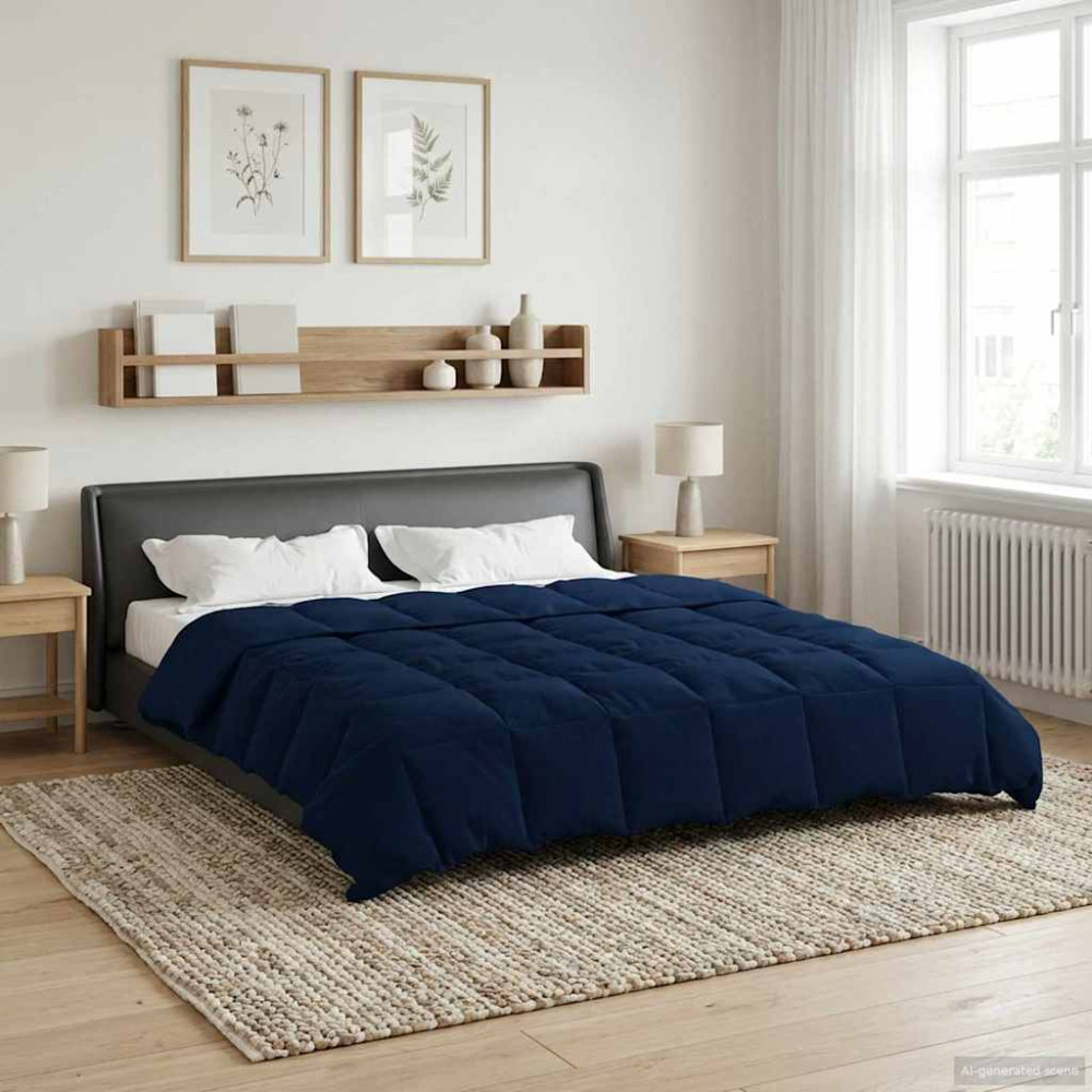 Produktbild för Sommar Duvet Quiltad Mörkblå 200 x 220 cm Mikrofiber