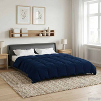 Produktbild för Sommar Duvet Quiltad Mörkblå 200 x 220 cm Mikrofiber