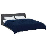 Produktbild för Sommar Duvet Quiltad Mörkblå 220 x 240 cm Mikrofiber