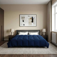 Produktbild för Sommar Duvet Quiltad Mörkblå 220 x 240 cm Mikrofiber